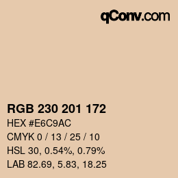 Color code: RGB 230 201 172 | qconv.com