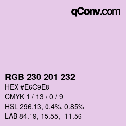 Color code: RGB 230 201 232 | qconv.com