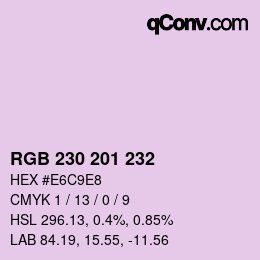 Color code: RGB 230 201 232 | qconv.com