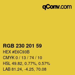 カラーコード: RGB 230 201 59 | qconv.com
