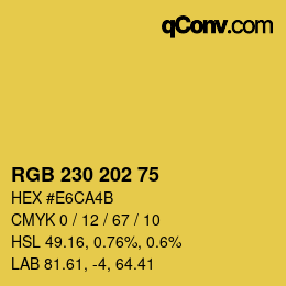 カラーコード: RGB 230 202 75 | qconv.com