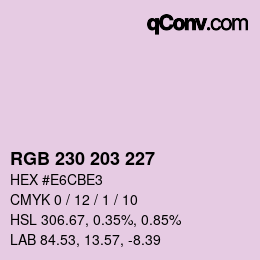 Color code: RGB 230 203 227 | qconv.com
