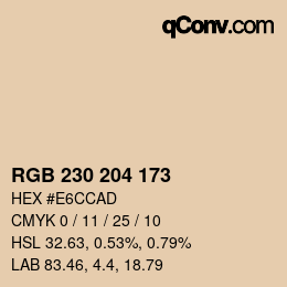 Código de color: RGB 230 204 173 | qconv.com