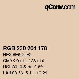 颜色代码: RGB 230 204 178 | qconv.com