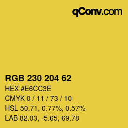 Code couleur: RGB 230 204 62 | qconv.com