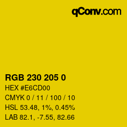 颜色代码: RGB 230 205 0 | qconv.com