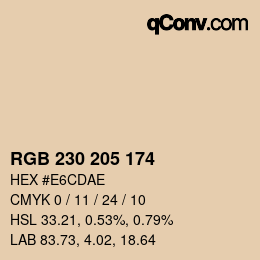 Código de color: RGB 230 205 174 | qconv.com