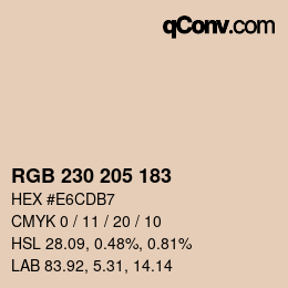 颜色代码: RGB 230 205 183 | qconv.com
