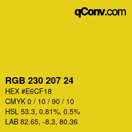 Color code: RGB 230 207 24 | qconv.com