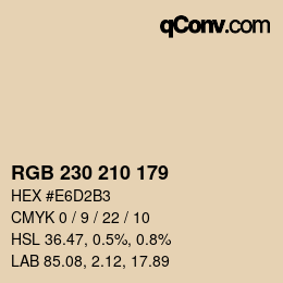 Color code: RGB 230 210 179 | qconv.com