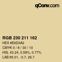 Color code: RGB 230 211 162 | qconv.com