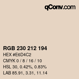 Color code: RGB 230 212 194 | qconv.com