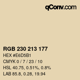 Color code: RGB 230 213 177 | qconv.com
