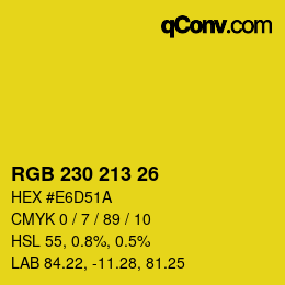 カラーコード: RGB 230 213 26 | qconv.com