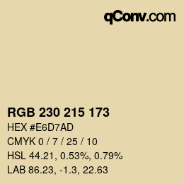 Color code: RGB 230 215 173 | qconv.com