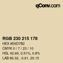 颜色代码: RGB 230 215 178 | qconv.com