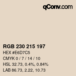 Color code: RGB 230 215 197 | qconv.com