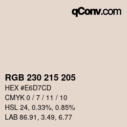 颜色代码: RGB 230 215 205 | qconv.com