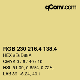カラーコード: RGB 230 216.4 138.4 | qconv.com
