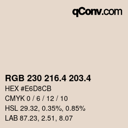 カラーコード: RGB 230 216.4 203.4 | qconv.com