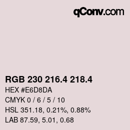 カラーコード: RGB 230 216.4 218.4 | qconv.com