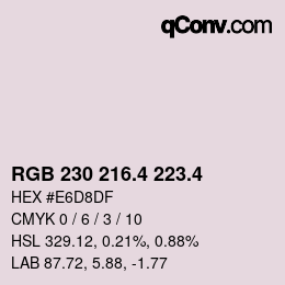 カラーコード: RGB 230 216.4 223.4 | qconv.com