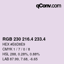 カラーコード: RGB 230 216.4 233.4 | qconv.com