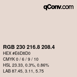 カラーコード: RGB 230 216.8 208.4 | qconv.com