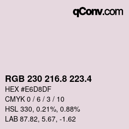 カラーコード: RGB 230 216.8 223.4 | qconv.com