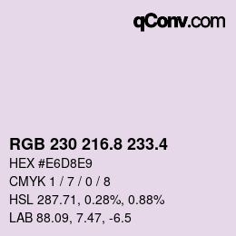 カラーコード: RGB 230 216.8 233.4 | qconv.com