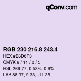 カラーコード: RGB 230 216.8 243.4 | qconv.com