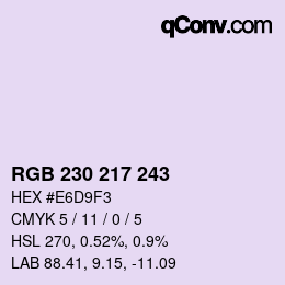 Color code: RGB 230 217 243 | qconv.com