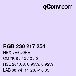 Farbcode: RGB 230 217 254 | qconv.com