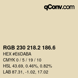 カラーコード: RGB 230 218.2 186.6 | qconv.com