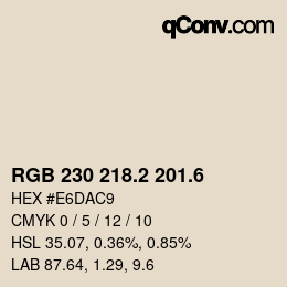カラーコード: RGB 230 218.2 201.6 | qconv.com