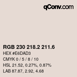 カラーコード: RGB 230 218.2 211.6 | qconv.com