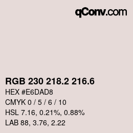 カラーコード: RGB 230 218.2 216.6 | qconv.com