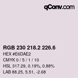 カラーコード: RGB 230 218.2 226.6 | qconv.com