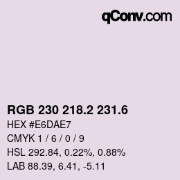 カラーコード: RGB 230 218.2 231.6 | qconv.com