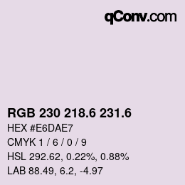 カラーコード: RGB 230 218.6 231.6 | qconv.com