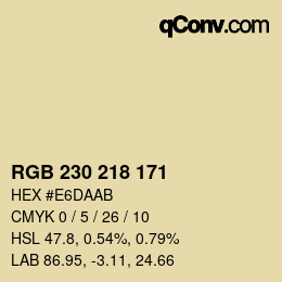 Color code: RGB 230 218 171 | qconv.com