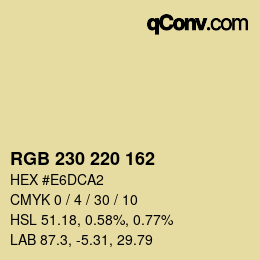 Color code: RGB 230 220 162 | qconv.com