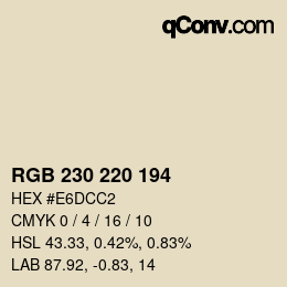 颜色代码: RGB 230 220 194 | qconv.com