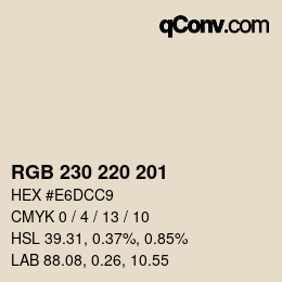 カラーコード: RGB 230 220 201 | qconv.com