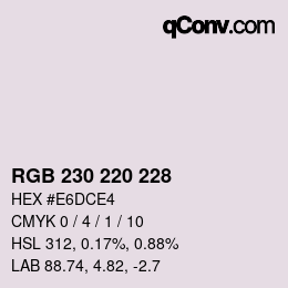 カラーコード: RGB 230 220 228 | qconv.com