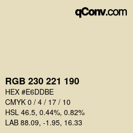 Color code: RGB 230 221 190 | qconv.com