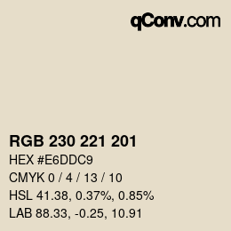 颜色代码: RGB 230 221 201 | qconv.com