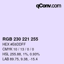 Farbcode: RGB 230 221 255 | qconv.com