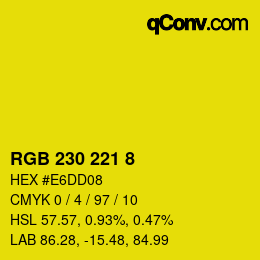 Color code: RGB 230 221 8 | qconv.com