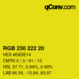 颜色代码: RGB 230 222 20 | qconv.com